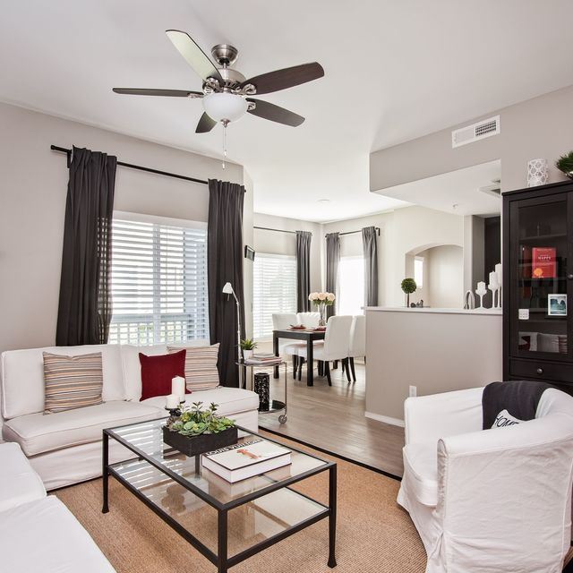Canyon View Apartments - Living Room with Wooden Cabinets